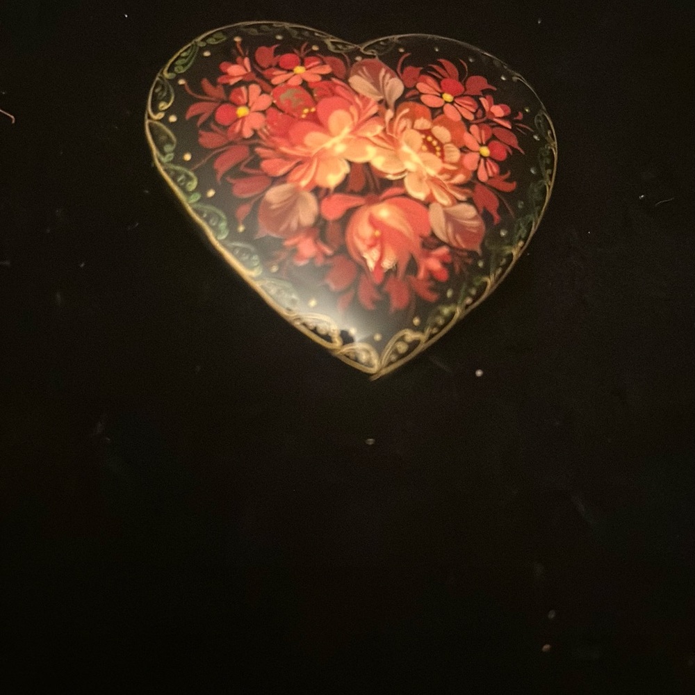 Fiery Red and Orange Heart Brooch